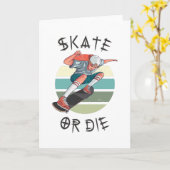 Skate of sterf Skateboarder Jongen Kaart (Gele Bloem)
