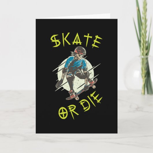 Skate of sterf Skeleton Skateboarder Kaart (Voorkant)