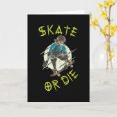 Skate of sterf Skeleton Skateboarder Kaart (Gele Bloem)