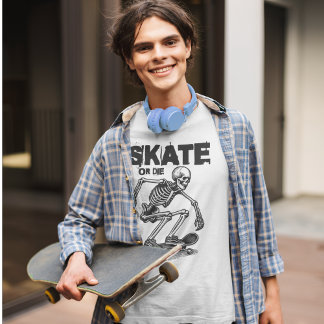 Skate or Die Skeleton Skateboard Streetwear Tee T-shirt