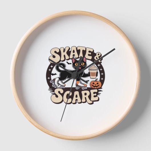 Skate & Scare – Cute Black Cat Roller Skating Over (Voorkant)