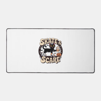 Skate & Scare – Cute Black Cat Roller Skating Over Bureaumat