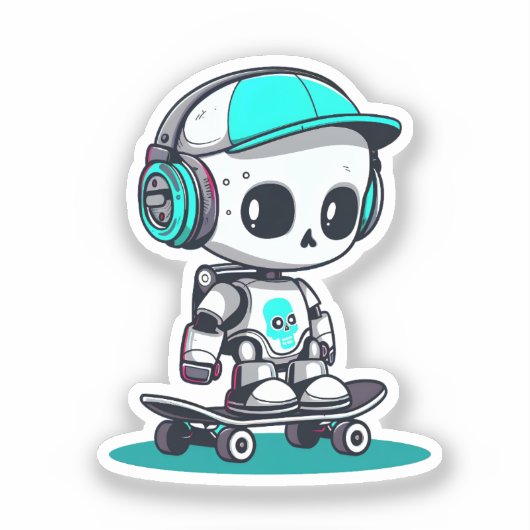 Skate SkullBot Sticker (Voorkant)