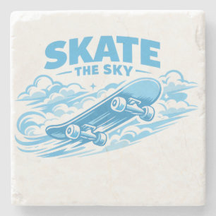 Skate The Sky – Blauwe Drift Stenen Onderzetter