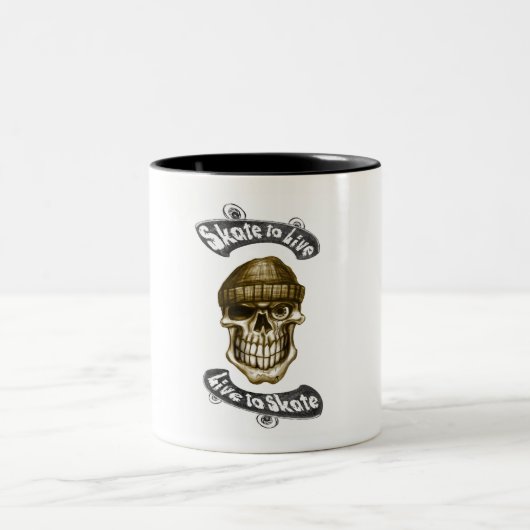Skate to live- Tasse Tweekleurige Koffiemok (Center)