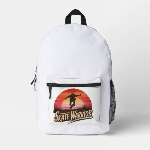 Skate warrior - retro sunset vintage bedrukte rugzak