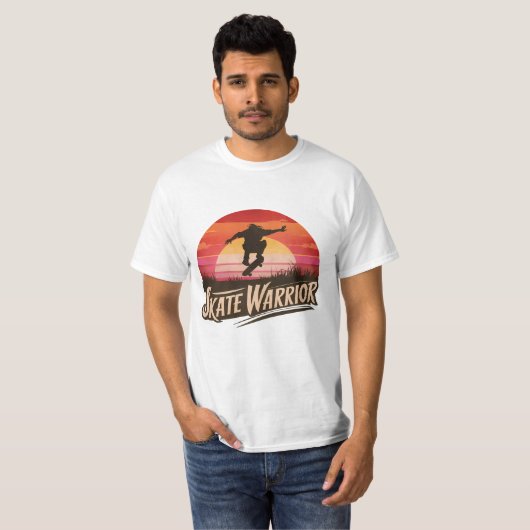 Skate warrior - retro sunset vintage t-shirt (Voorkant volledig)