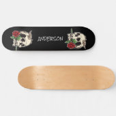 skateboard Aangepast Roos en schedel (Horizontaal)