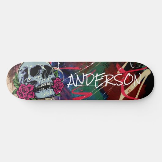 Skateboard Aangepaste blauwe schedel (Horizontaal)