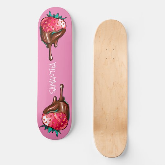 skateboard aardbei in druppelchocolade (Voorkant)
