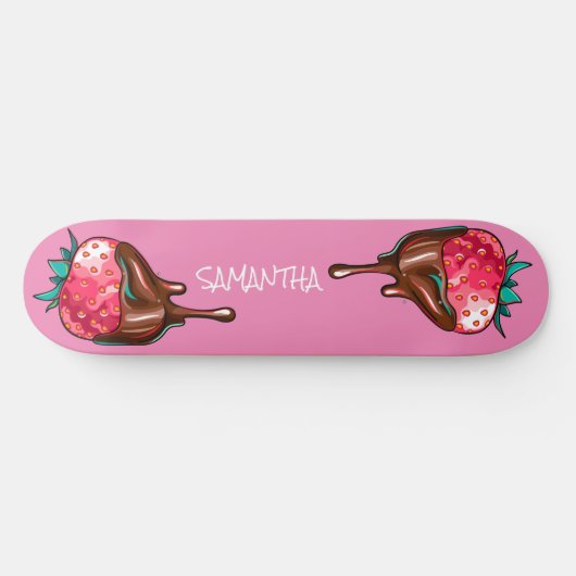 skateboard aardbei in druppelchocolade (Horizontaal)