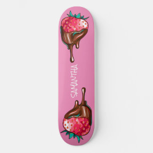 skateboard aardbei in druppelchocolade