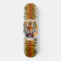 Skateboard Art - Snarling Tiger met strepen