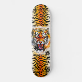 Skateboard Art - Snarling Tiger met strepen