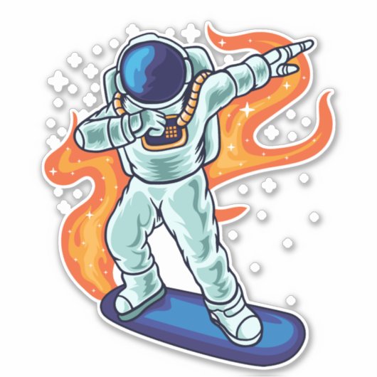 Skateboard Astronaut Floating Sticker (Voorkant)