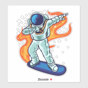 Skateboard Astronaut Floating Sticker