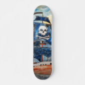 Skateboard Barco pirata con luna llena (Voorkant)