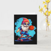 Skateboard Basketbal Gnome Familie Kerstmis Pajam Kaart (Gele Bloem)