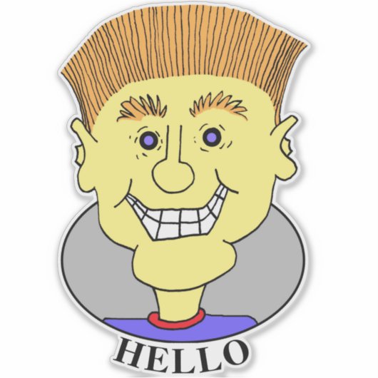 SKATEBOARD BILLY ZEGT HALLO - STICKER (Voorkant)