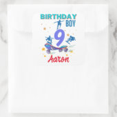 Skateboard Birthday Boy Party Colorful Vierkante Sticker (Tas)