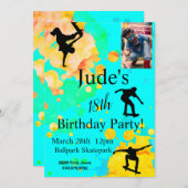 Skateboard Birthday Foto Uitnodiging Elke leeftijd (Voorkant / Achterkant)