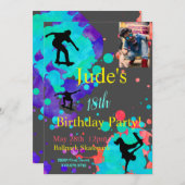 Skateboard Birthday Foto Uitnodiging Elke leeftijd (Voorkant / Achterkant)