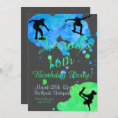 Skateboard Birthday Invitation Kaart (Voorkant / Achterkant)