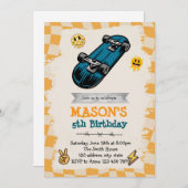 Skateboard Birthday Invitation Kaart (Voorkant / Achterkant)
