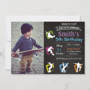 Skateboard Birthday Invitation Kaart
