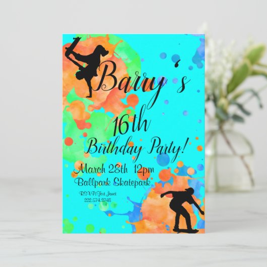 Skateboard Birthday Kaart (Staand voorkant)