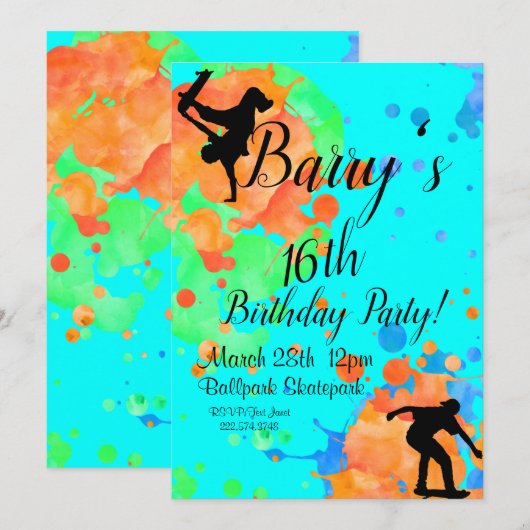 Skateboard Birthday Kaart (Voorkant / Achterkant)