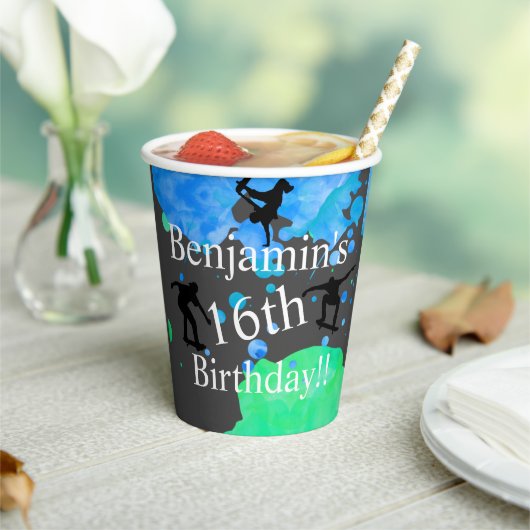 Skateboard Birthday Papieren Bekers (Insitu)