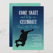 Skateboard Birthday Party Invitation Kaart (Voorkant / Achterkant)