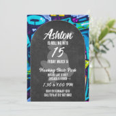 Skateboard Birthday Party Invitation Kaart (Staand voorkant)