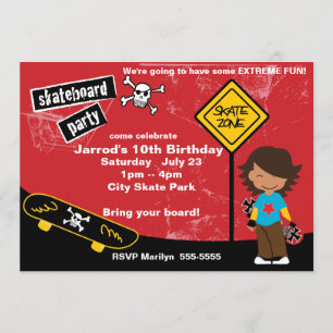 Skateboard Birthday Party Kaart