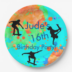 Skateboard Birthday Party Paper Borden Papieren Bordje