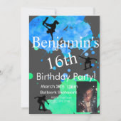 Skateboard Birthday Photo Invitation Kaart (Voorkant)
