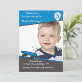 Skateboard Birthday Photo Invitation Kaart (Staand voorkant)