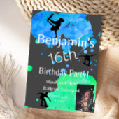 Skateboard Birthday Photo Invitation Kaart
