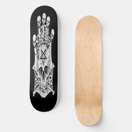 skateboard Black and White Ink Drawing Skull Schaa (Voorkant)