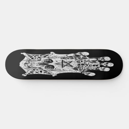 skateboard Black and White Ink Drawing Skull Schaa (Horizontaal)