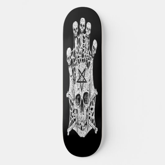 skateboard Black and White Ink Drawing Skull Schaa (Voorkant)