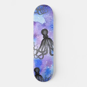Skateboard - Black and White Octopus