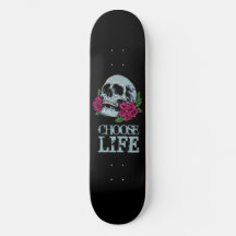 Skateboard Black Blue Skull-POSTEN