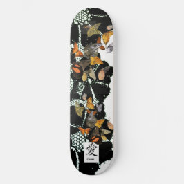 SKATEBOARD BLACK LACE EN BUTTERFLIES KANJI LOOF