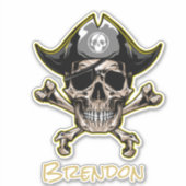 Skateboard Black Pirate Flag Cross-Botten Sticker (Voorkant)