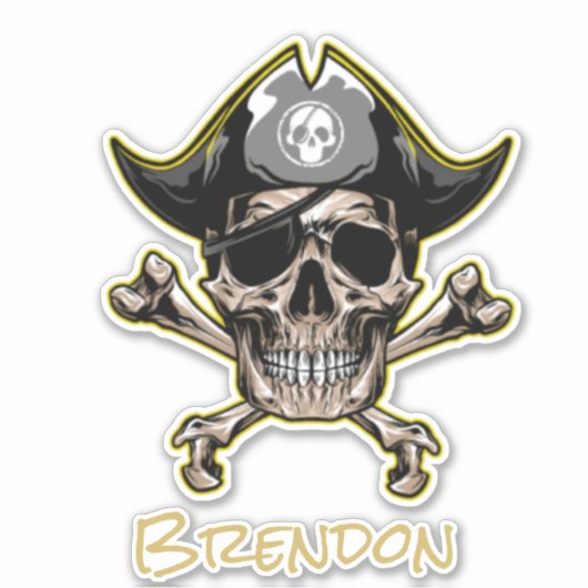 Skateboard Black Pirate Flag Cross-Botten Sticker (Voorkant)