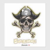 Skateboard Black Pirate Flag Cross-Botten Sticker (Vel)
