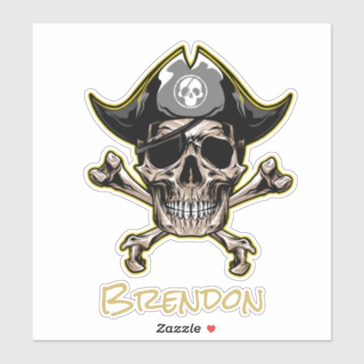 Skateboard Black Pirate Flag Cross-Botten Sticker (Vel)