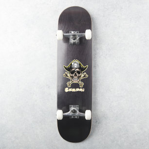 Skateboard Black Pirate Flag Cross-Botten Sticker